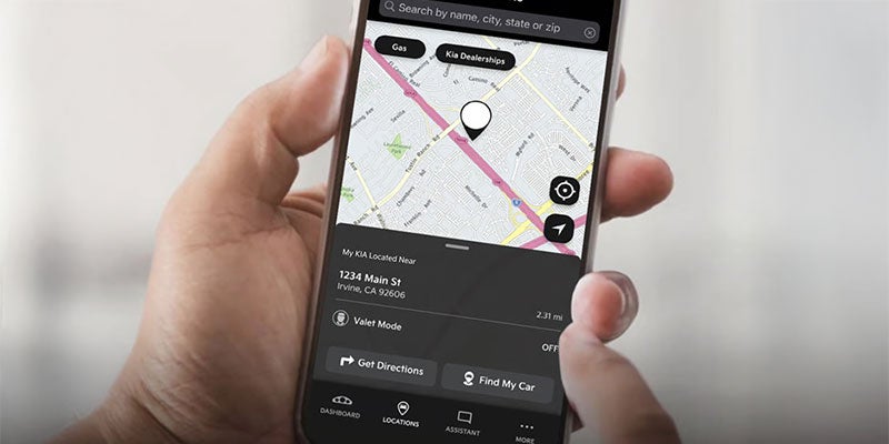 Person using a smartphone to navigate with a map and location tracking feature
